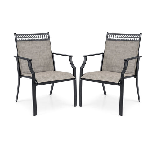 Patio Chairs Set of 2 with All Weather Breathable Fabric, Brown
