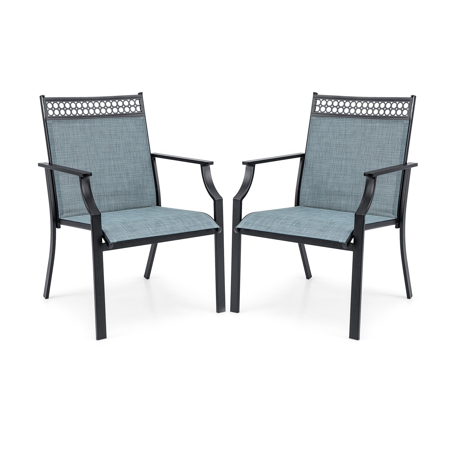 Patio Chairs Set of 2 with All Weather Breathable Fabric, Blue - Gallery Canada