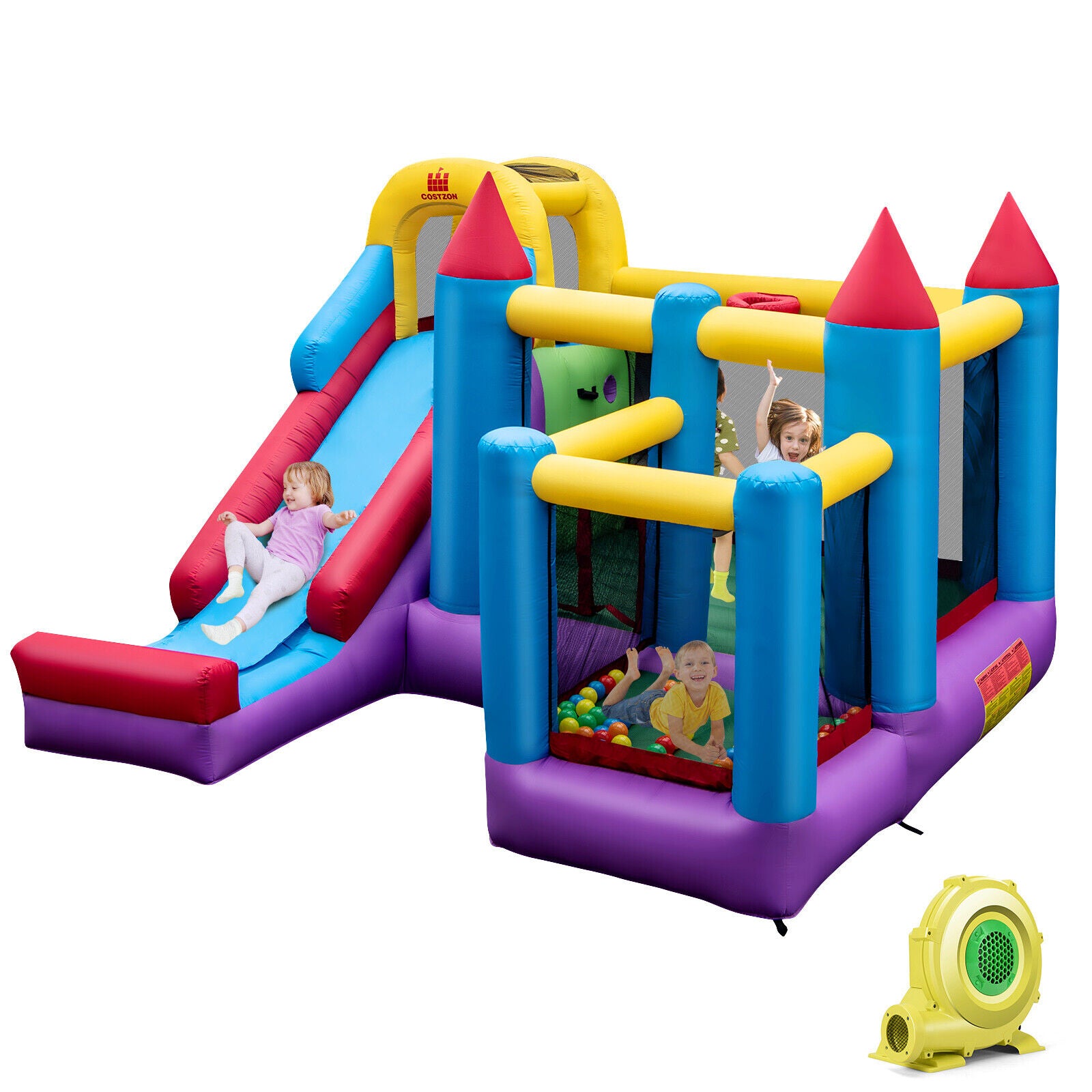 5-in-1 Inflatable Bounce House with 735W Blower and 50 Ocean Balls Bounce House at Gallery Canada