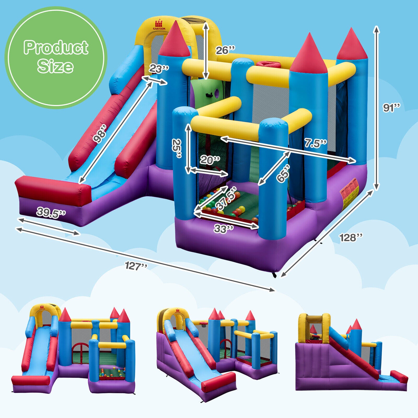 5-in-1 Inflatable Bounce House with 735W Blower and 50 Ocean Balls Bounce House at Gallery Canada
