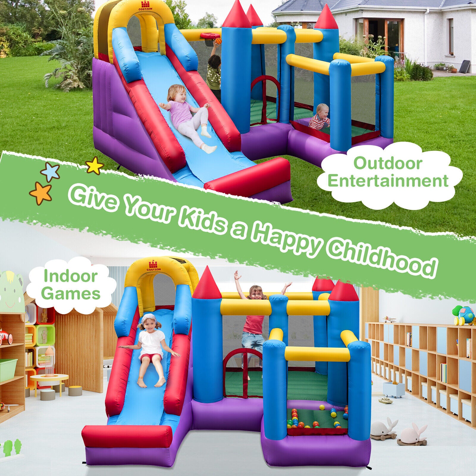 5-in-1 Inflatable Bounce House with 735W Blower and 50 Ocean Balls Bounce House at Gallery Canada