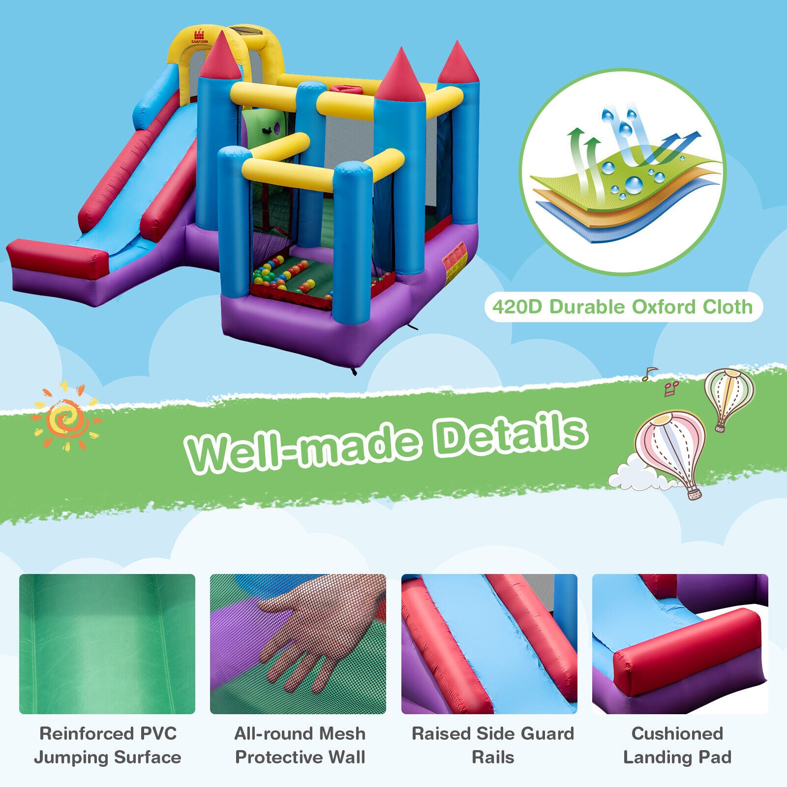 5-in-1 Inflatable Bounce House with 735W Blower and 50 Ocean Balls Bounce House at Gallery Canada