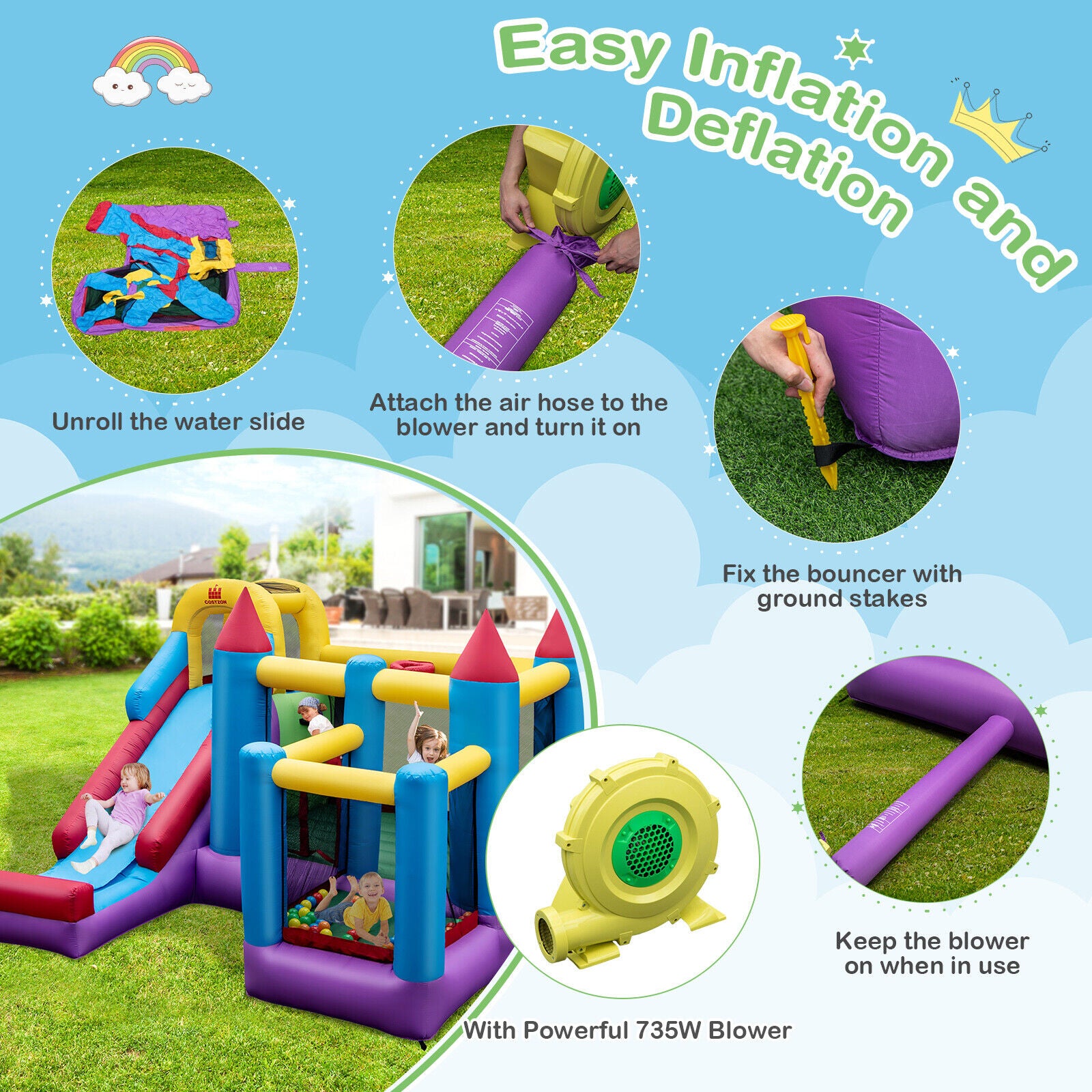 5-in-1 Inflatable Bounce House with 735W Blower and 50 Ocean Balls Bounce House at Gallery Canada