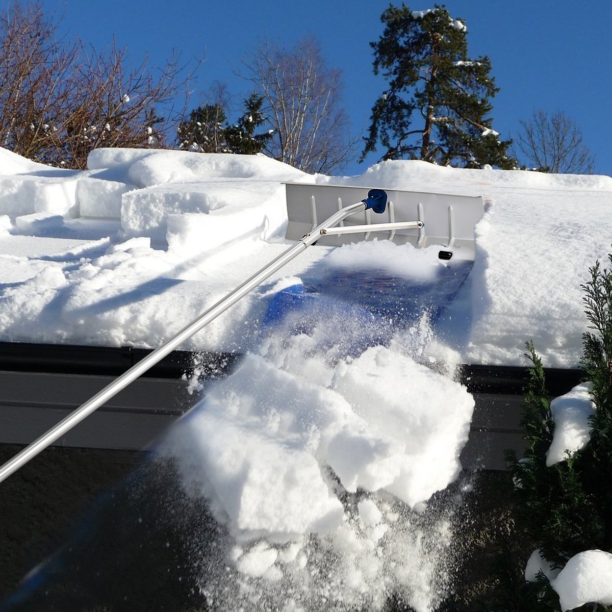 5-20 Feet Extendable Aluminum Snow Roof Rake with Wheels Handle, Silver Snow Removal   at Gallery Canada