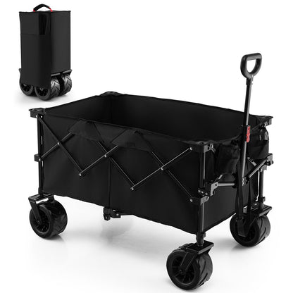 Folding Utility Garden Cart with Wide Wheels and Adjustable Handle, Black Garden Carts   at Gallery Canada