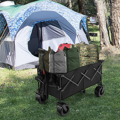 Folding Utility Garden Cart with Wide Wheels and Adjustable Handle, Black Garden Carts   at Gallery Canada