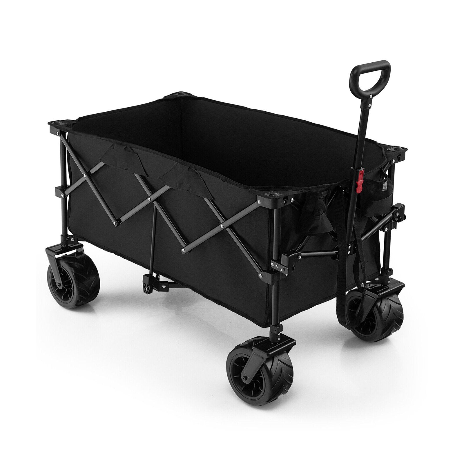 Folding Utility Garden Cart with Wide Wheels and Adjustable Handle, Black Garden Carts   at Gallery Canada