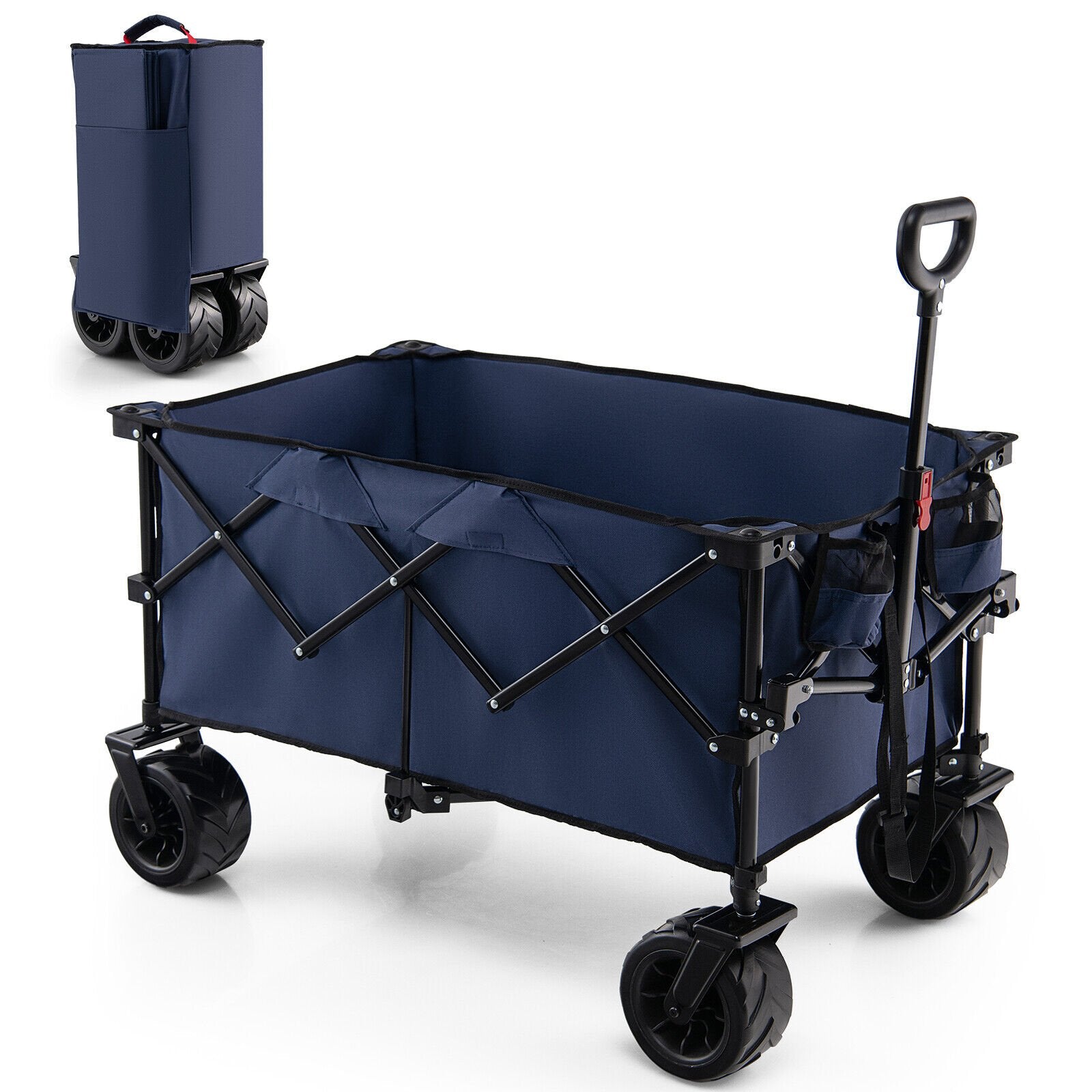 Folding Utility Garden Cart with Wide Wheels and Adjustable Handle, Blue Garden Carts   at Gallery Canada