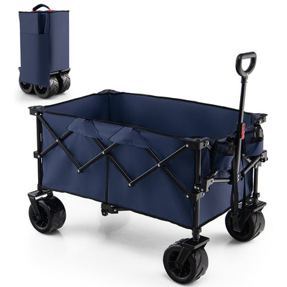 Folding Utility Garden Cart with Wide Wheels and Adjustable Handle, Blue Garden Carts   at Gallery Canada