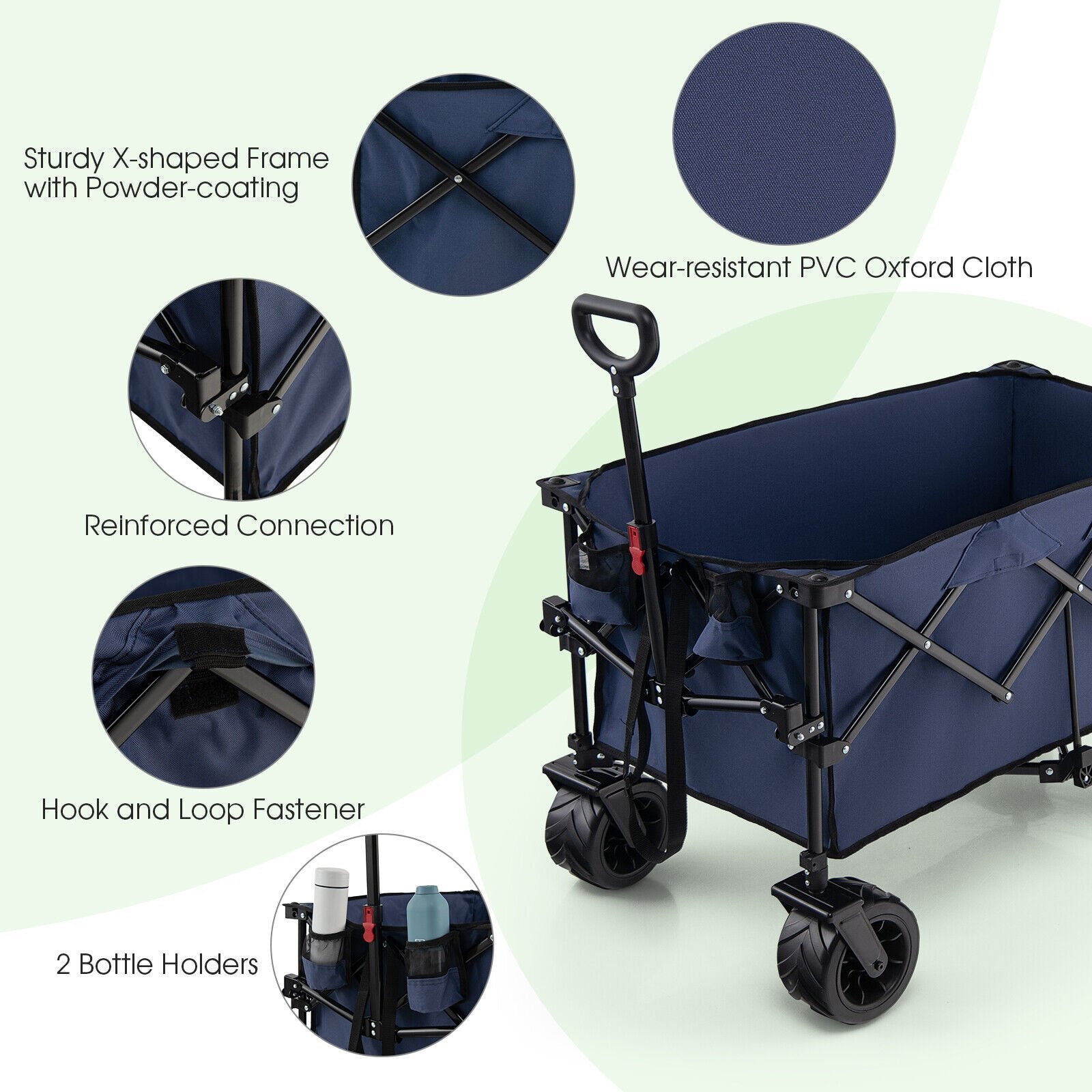 Folding Utility Garden Cart with Wide Wheels and Adjustable Handle, Blue Garden Carts   at Gallery Canada