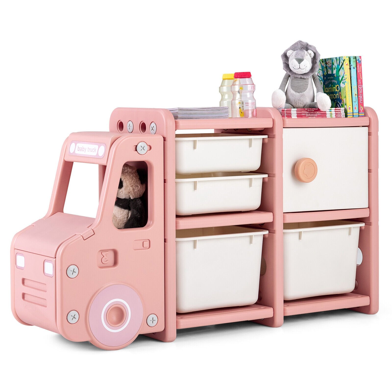 Toddler Truck Storage Organizer with Plastic Bins, Pink Kids Storage   at Gallery Canada