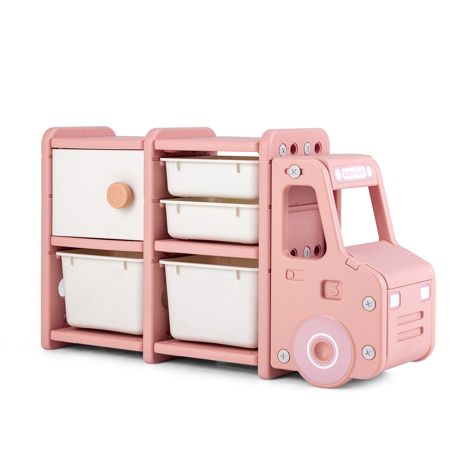 Toddler Truck Storage Organizer with Plastic Bins, Pink Kids Storage   at Gallery Canada