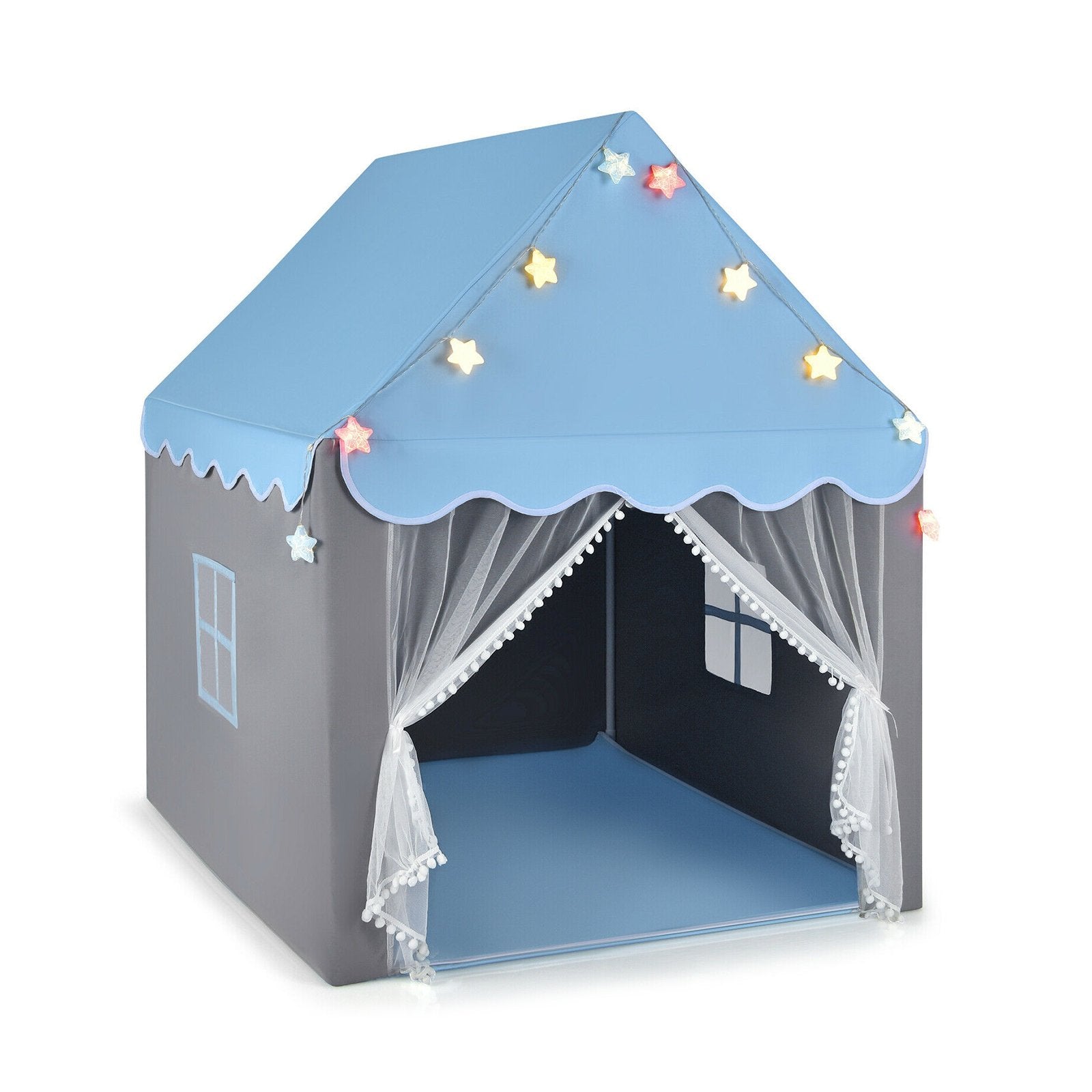 Kids Playhouse Tent with Star Lights and Mat, Blue Play Tents & Playhouse   at Gallery Canada