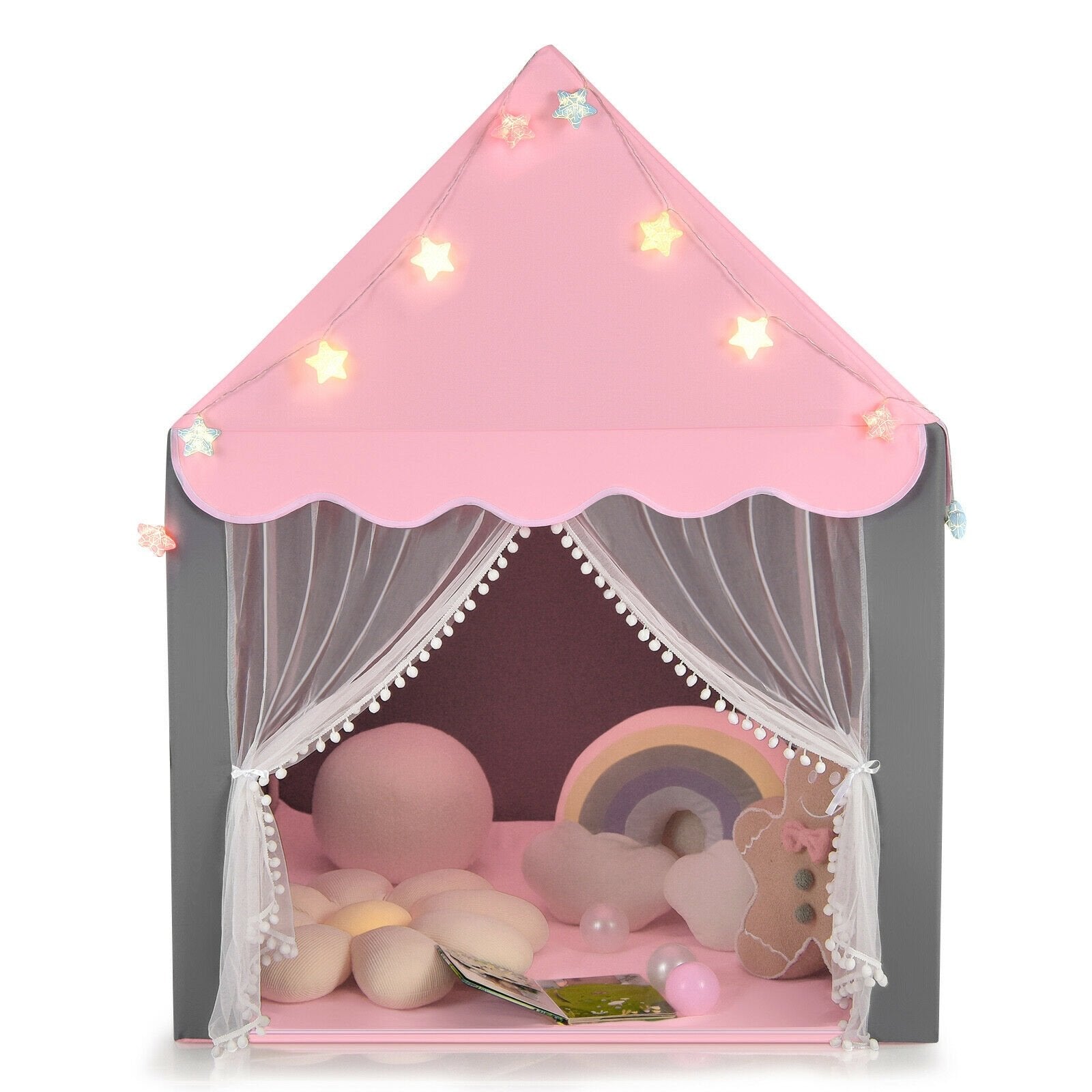 Kids Playhouse Tent with Star Lights and Mat, Pink Play Tents & Playhouse   at Gallery Canada