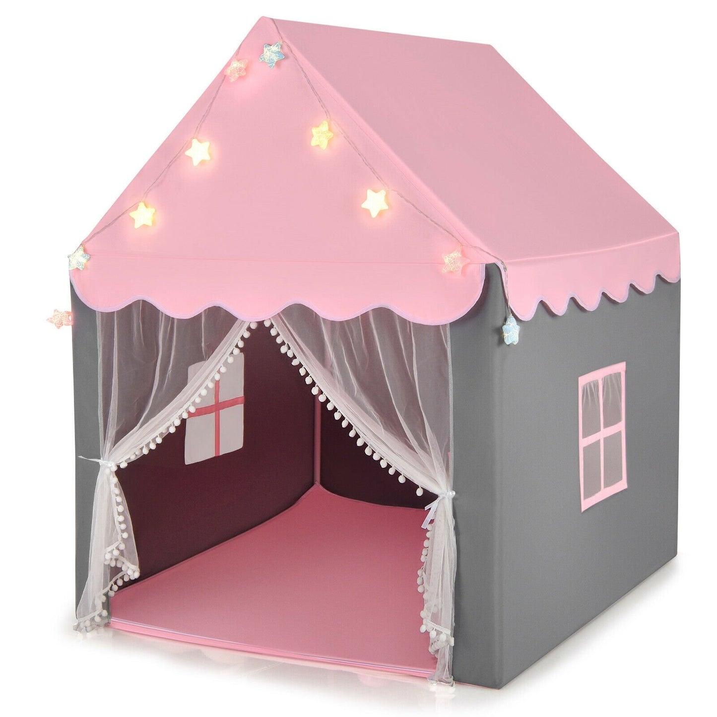 Kids Playhouse Tent with Star Lights and Mat, Pink - Gallery Canada