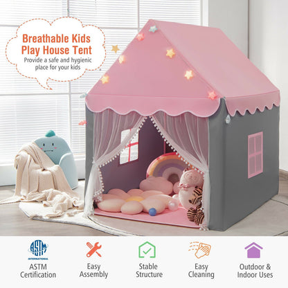 Kids Playhouse Tent with Star Lights and Mat, Pink - Gallery Canada