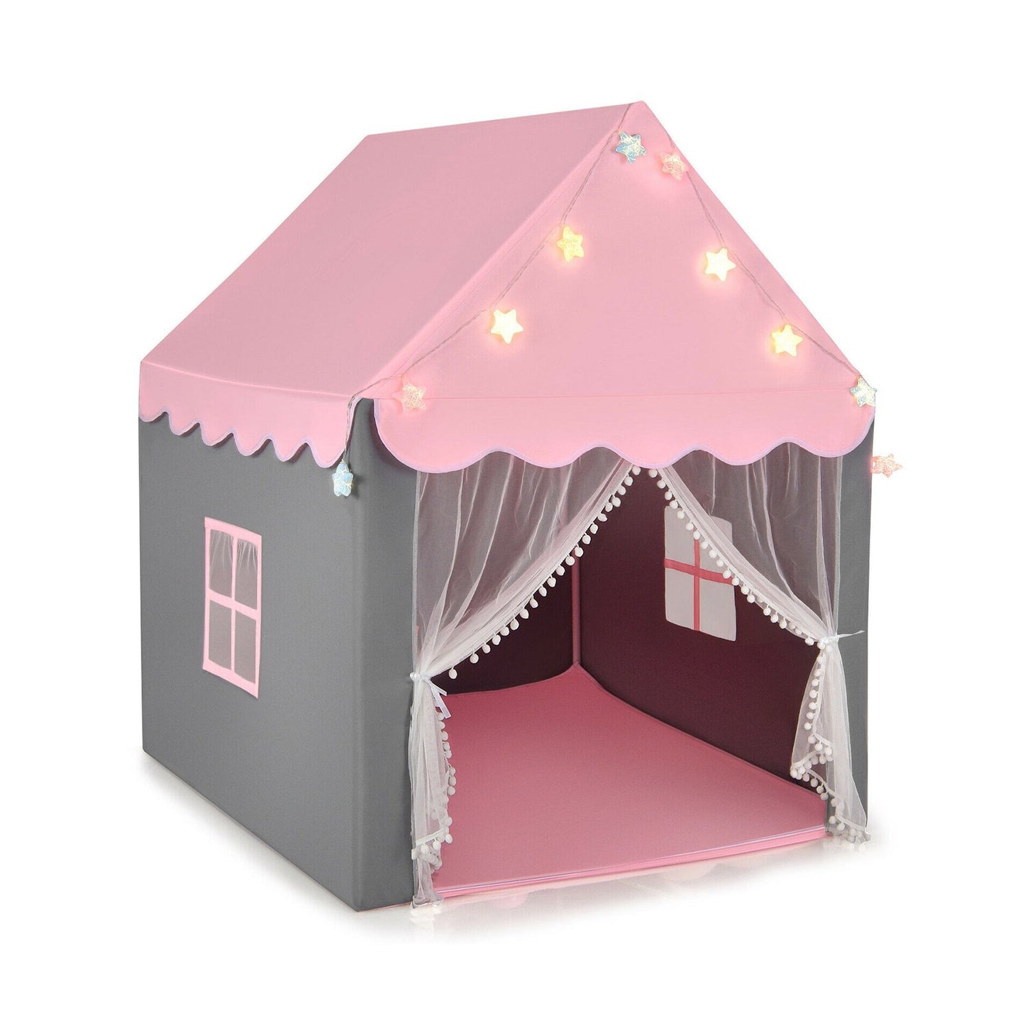 Kids Playhouse Tent with Star Lights and Mat, Pink Play Tents & Playhouse   at Gallery Canada