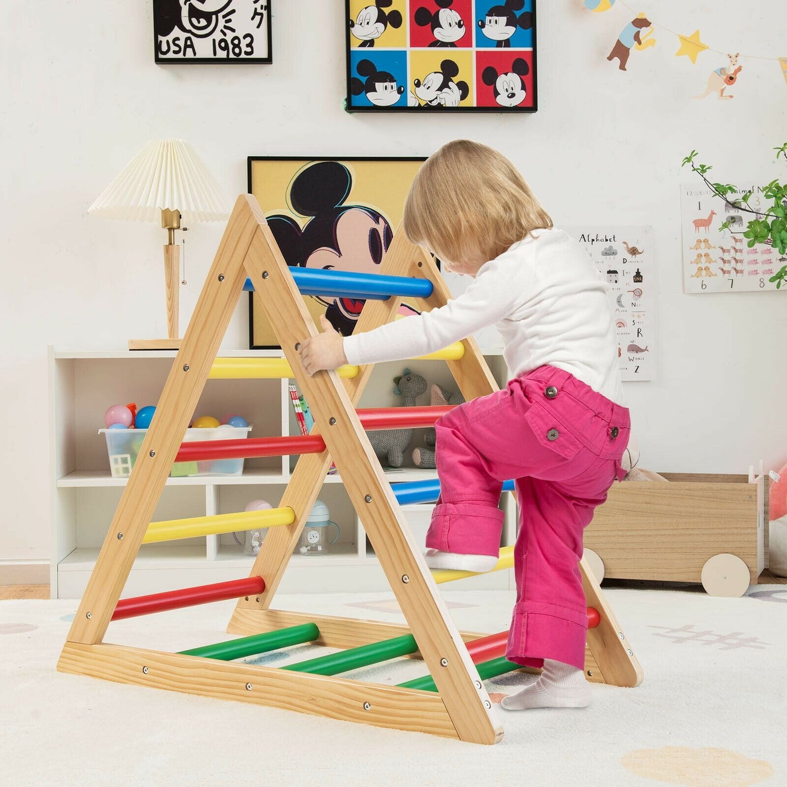 Climbing Triangle Ladder with 3 Levels for Kids, Multicolor Climbers & Slides   at Gallery Canada