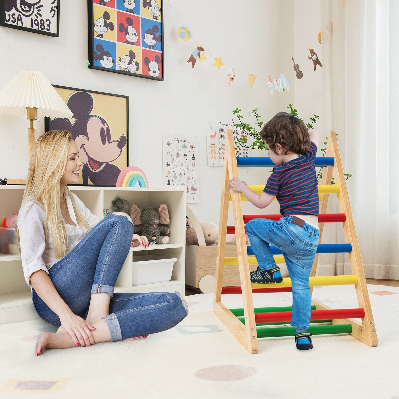 Climbing Triangle Ladder with 3 Levels for Kids, Multicolor Climbers & Slides   at Gallery Canada