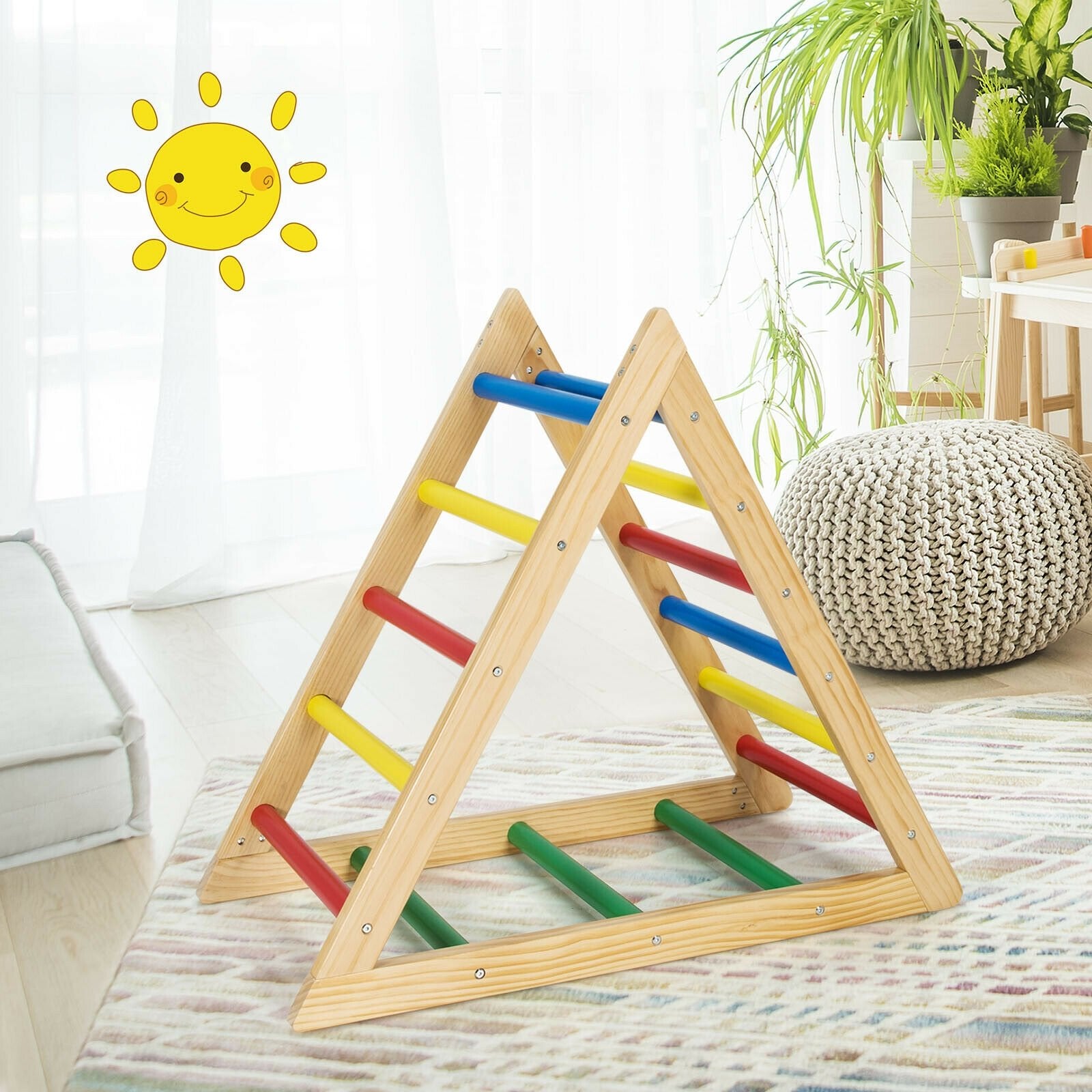 Climbing Triangle Ladder with 3 Levels for Kids, Multicolor Climbers & Slides   at Gallery Canada