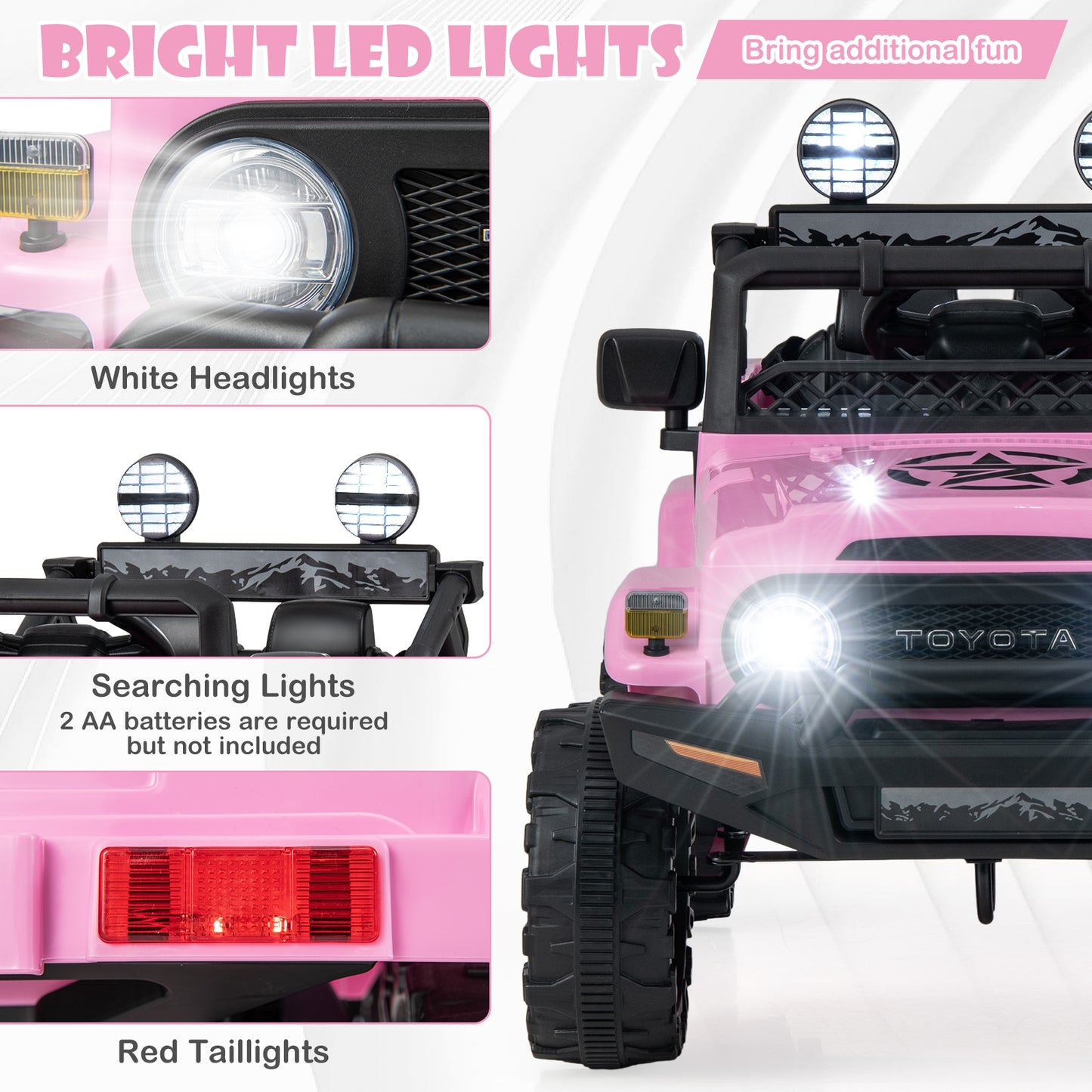 12V 7Ah Licensed Toyota FJ Cruiser Electric Car with Remote Control, Pink Powered Ride On Toys   at Gallery Canada