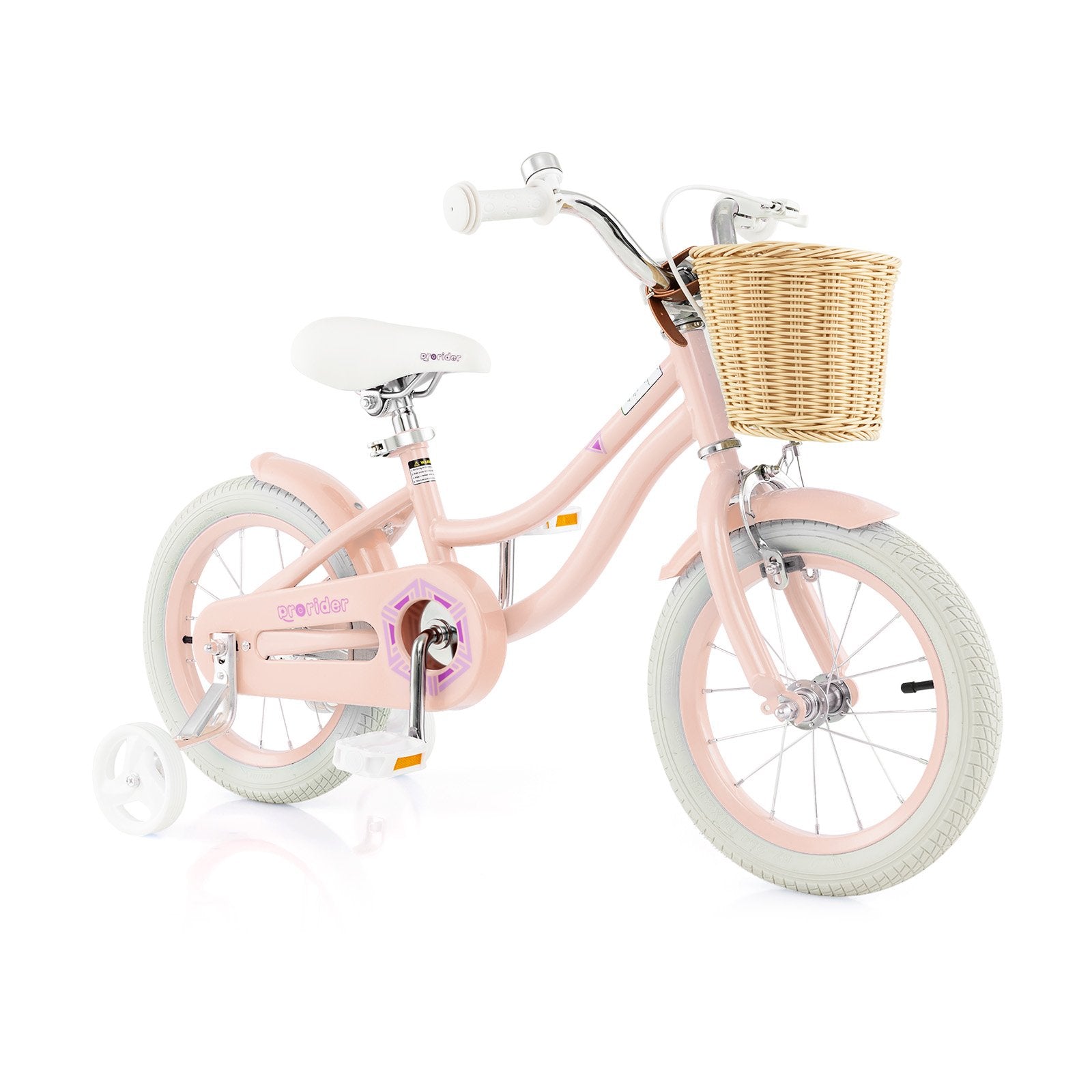 14-Inch Kids Bike with Training Wheels and Adjustable Handlebar Seat, Pink Kids Bike   at Gallery Canada