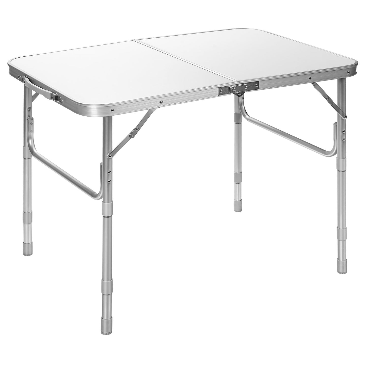 Adjustable Portable Aluminum Patio Folding Camping Table for Outdoor and Indoor, Silver - Gallery Canada