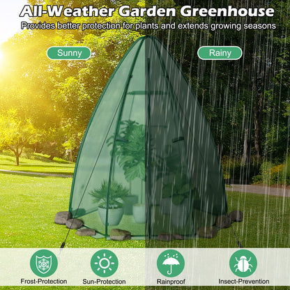 5.5 x 5.5 x 6 Feet Portable Mini Greenhouse with All-Weather PE Cover, Green - Gallery Canada
