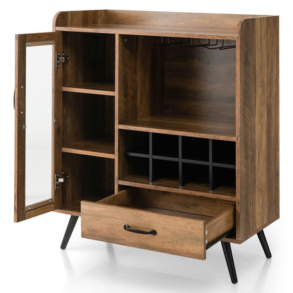 Buffet Sideboard with Removable Wine Rack and Glass Holder, Rustic Brown Sideboards Cabinets & Buffets   at Gallery Canada