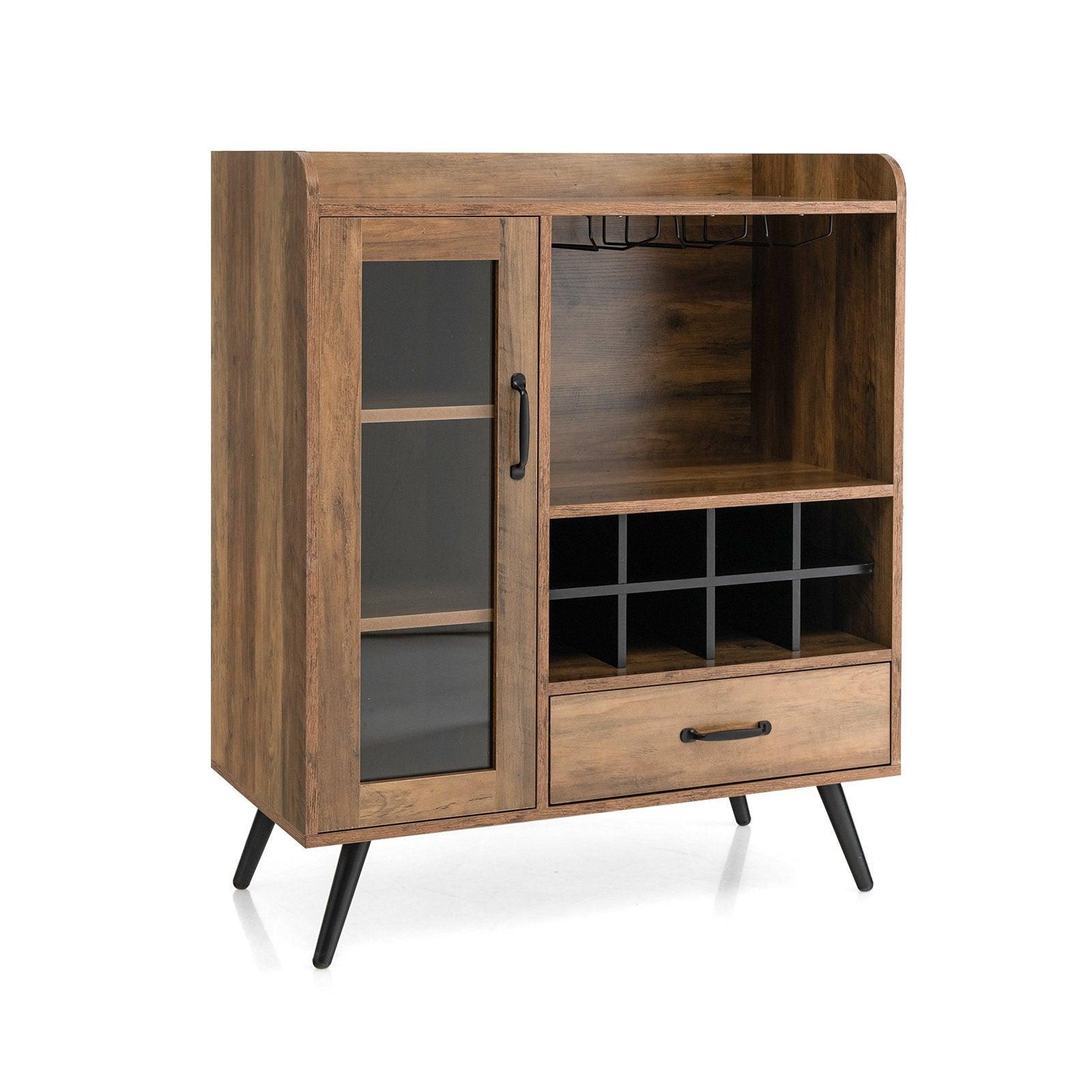 Buffet Sideboard with Removable Wine Rack and Glass Holder, Rustic Brown Sideboards Cabinets & Buffets   at Gallery Canada