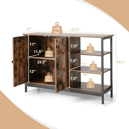 Industrial Kitchen Storage Cabinet with Open Shelves, Rustic Brown Sideboards Cabinets & Buffets   at Gallery Canada