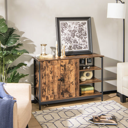 Industrial Kitchen Storage Cabinet with Open Shelves, Rustic Brown Sideboards Cabinets & Buffets   at Gallery Canada