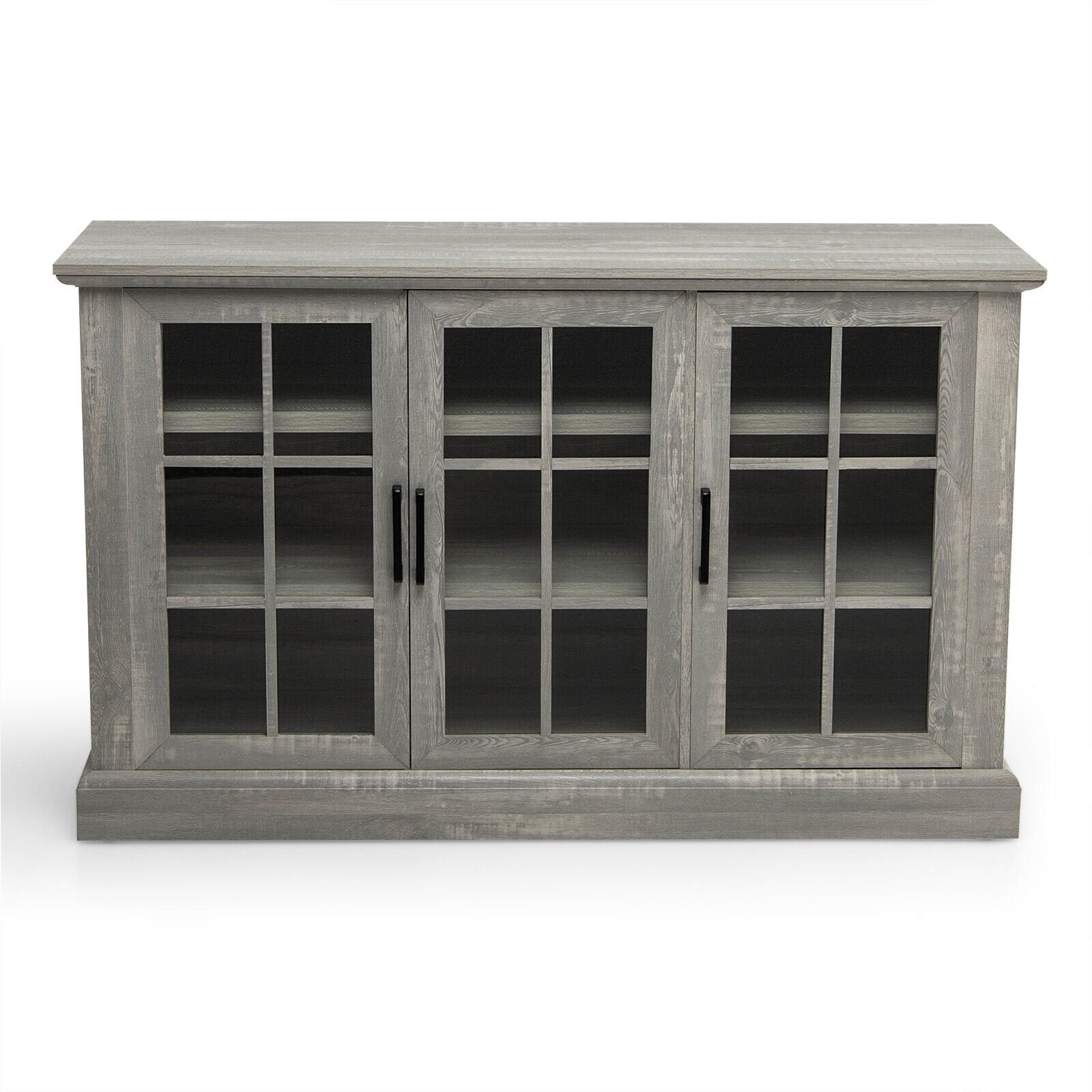 Farmhouse Buffet Cabinet with 3 Tempered Glass Doors, Gray Sideboards Cabinets & Buffets   at Gallery Canada