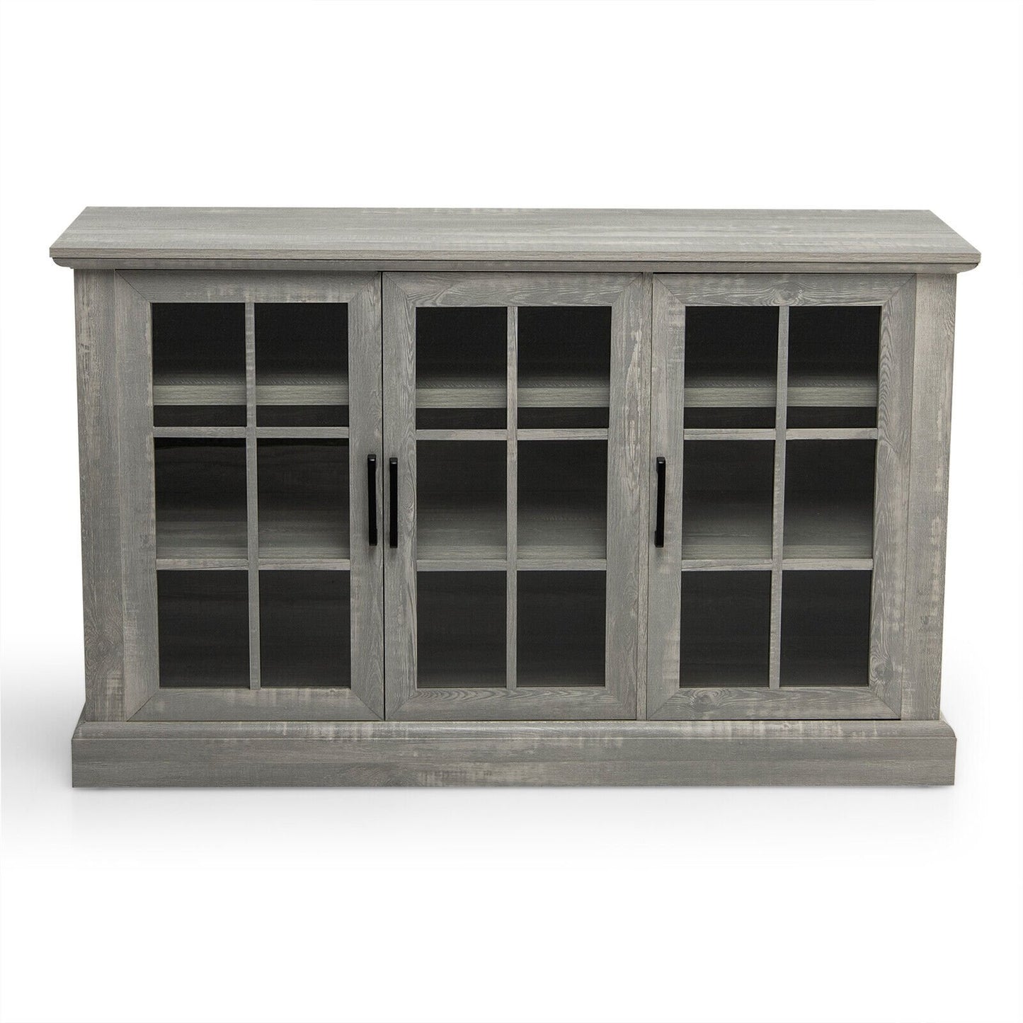 Farmhouse Buffet Cabinet with 3 Tempered Glass Doors, Gray Sideboards Cabinets & Buffets   at Gallery Canada