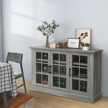 Farmhouse Buffet Cabinet with 3 Tempered Glass Doors, Gray Sideboards Cabinets & Buffets   at Gallery Canada