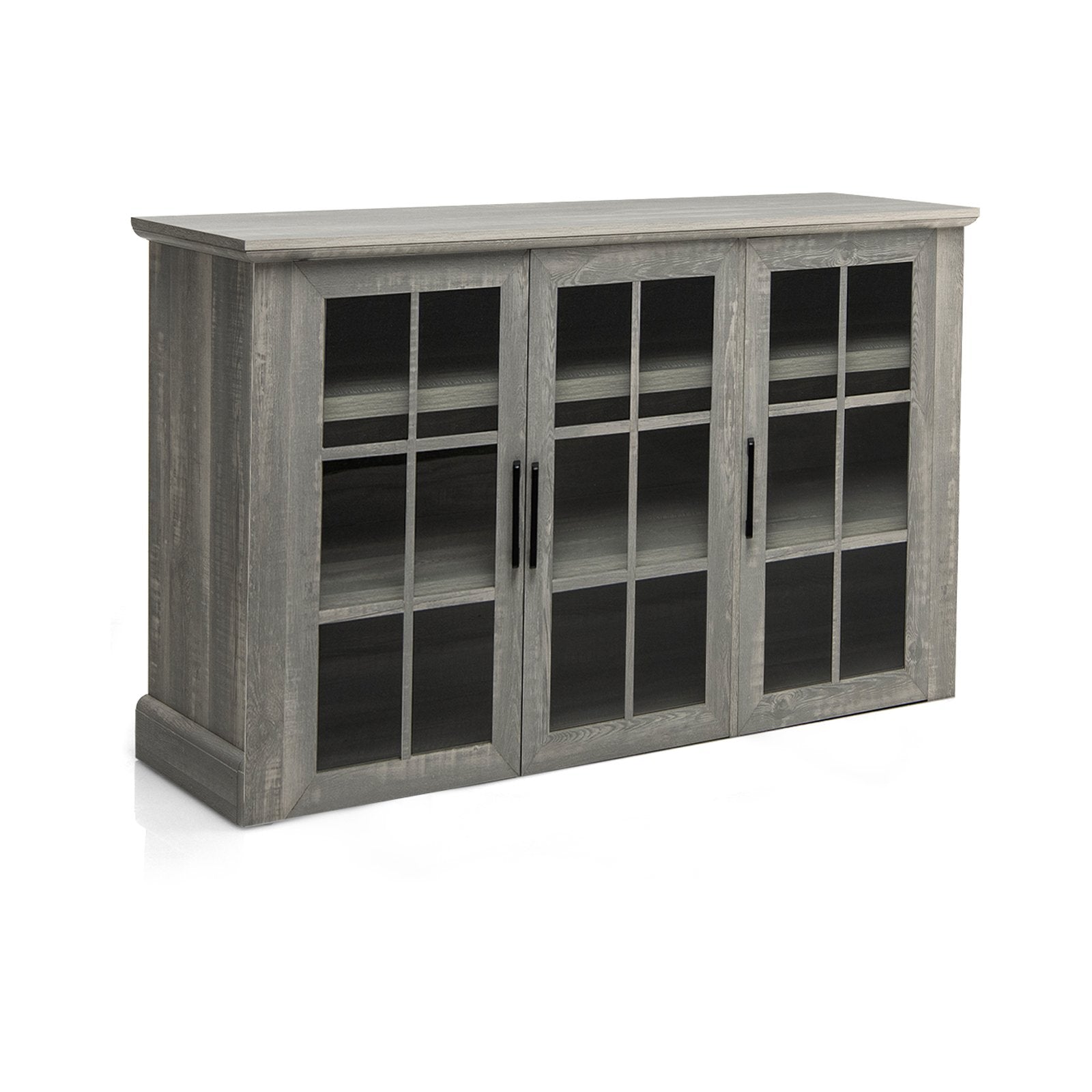 Farmhouse Buffet Cabinet with 3 Tempered Glass Doors, Gray Sideboards Cabinets & Buffets   at Gallery Canada