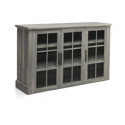Farmhouse Buffet Cabinet with 3 Tempered Glass Doors, Gray Sideboards Cabinets & Buffets   at Gallery Canada