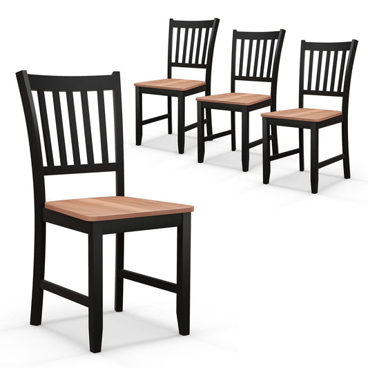 Set of 4 Dining Chair Spindle Back Wooden Legs, Black - Gallery Canada