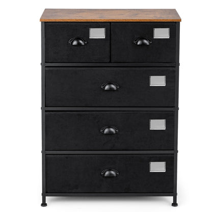 5-Drawer Storage Dresser with Labels and Removable Fabric Bins, Black - Gallery Canada
