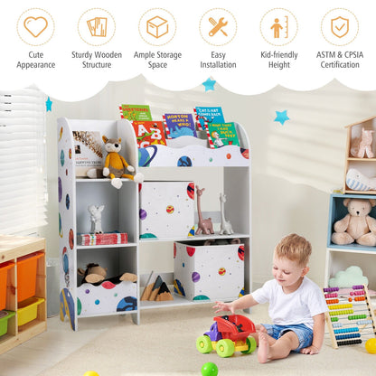 Kids Toy and Book Organizer Children Wooden Storage Cabinet with Storage Bins, White Kids Storage   at Gallery Canada