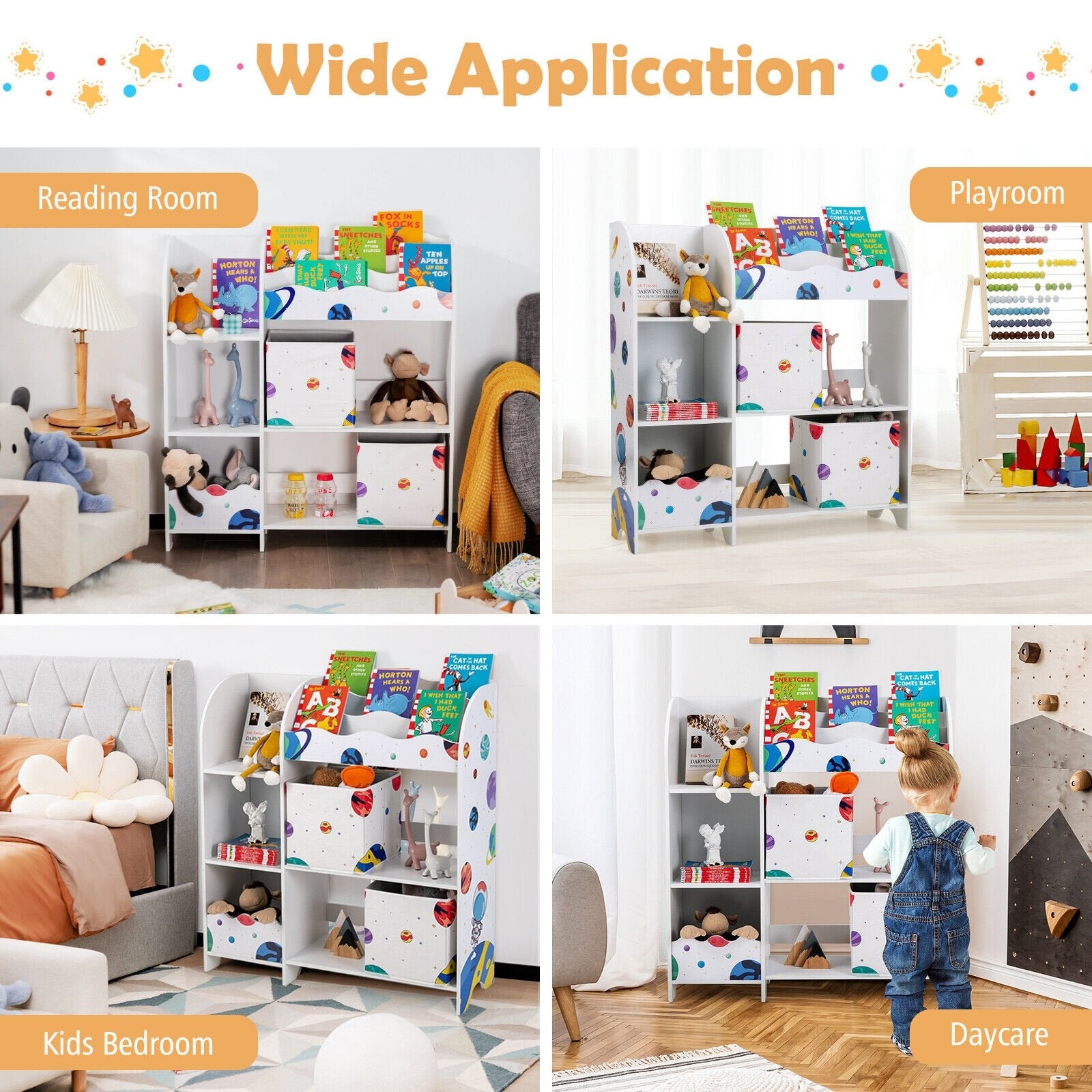 Kids Toy and Book Organizer Children Wooden Storage Cabinet with Storage Bins, White Kids Storage   at Gallery Canada