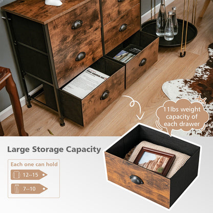 6 Fabric Drawer Storage Chest with Wooden Top, Rustic Brown Dressers & Chests   at Gallery Canada