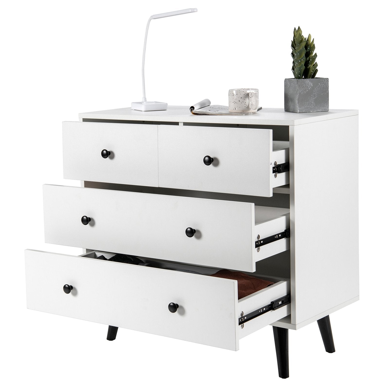 4 Drawers Dresser Chest of Drawers Free Standing Sideboard Cabinet, White Dressers & Chests   at Gallery Canada