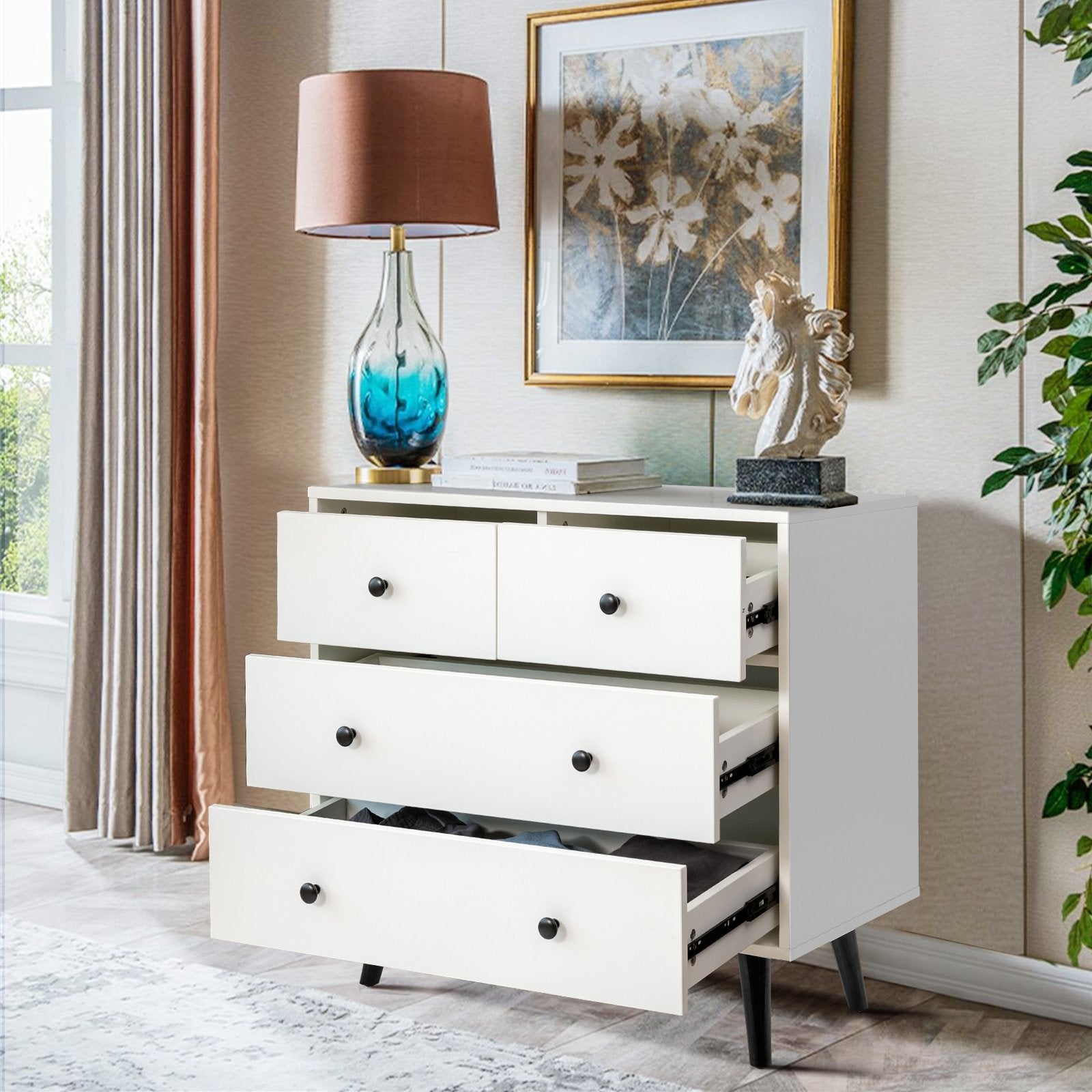 4 Drawers Dresser Chest of Drawers Free Standing Sideboard Cabinet, White Dressers & Chests   at Gallery Canada