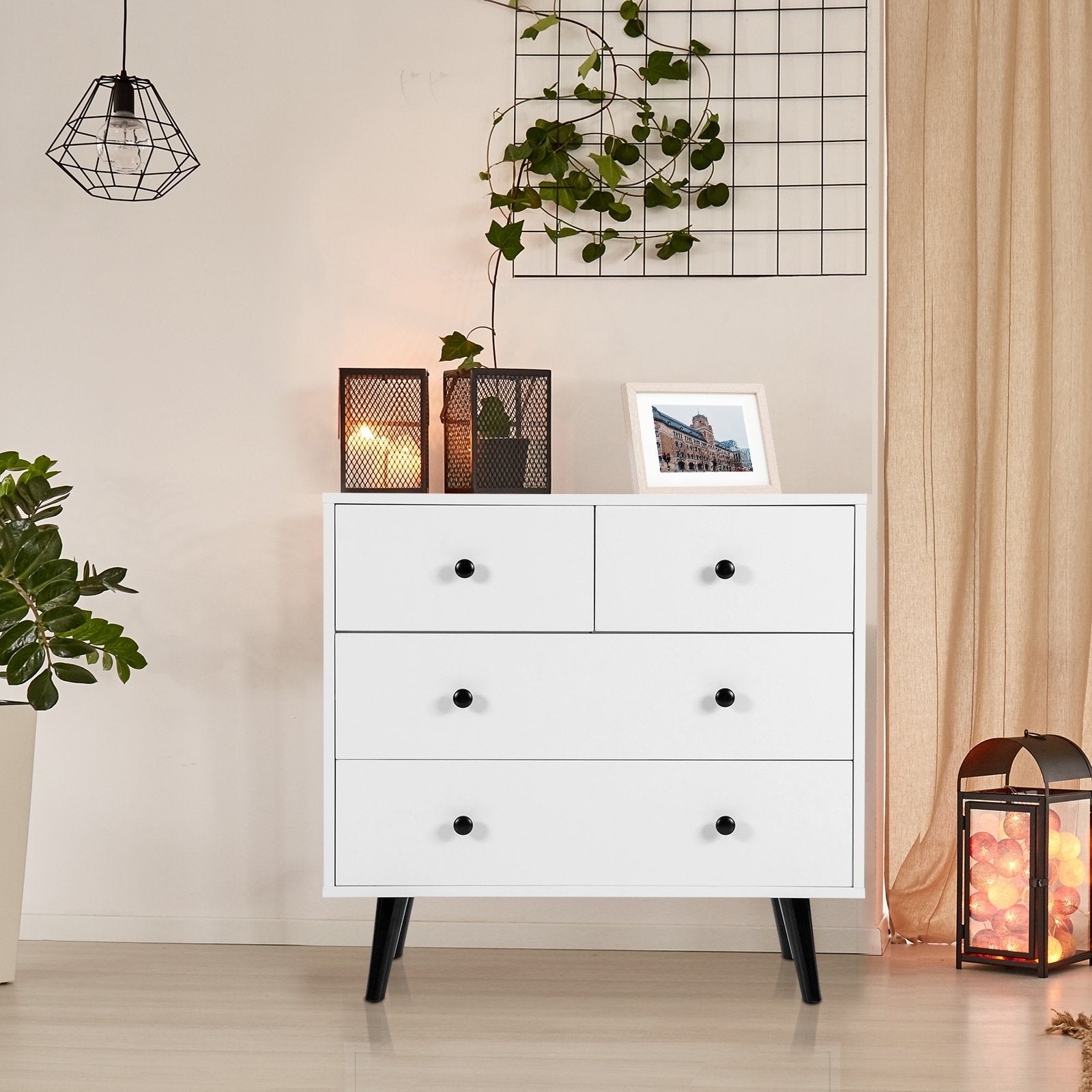 4 Drawers Dresser Chest of Drawers Free Standing Sideboard Cabinet, White Dressers & Chests   at Gallery Canada