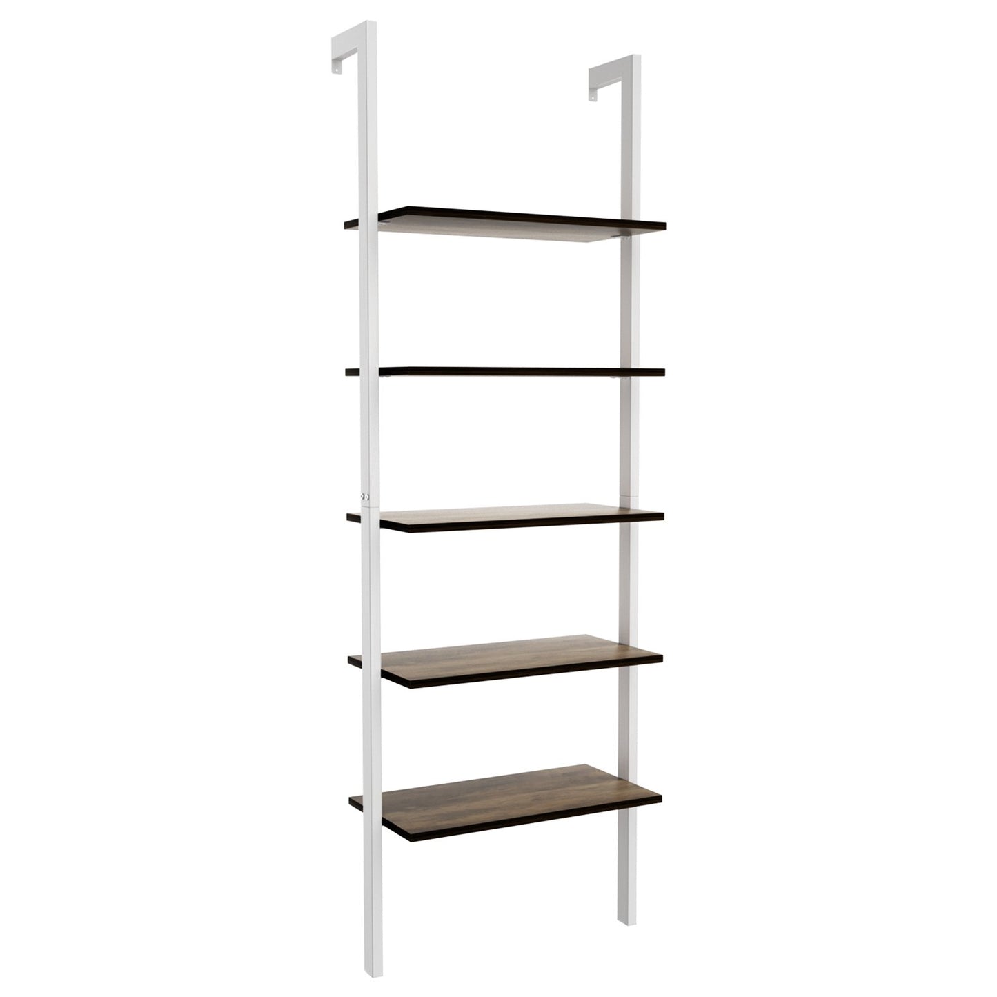 5-Tier Wood Look Ladder Shelf with Metal Frame for Home, White - Gallery Canada