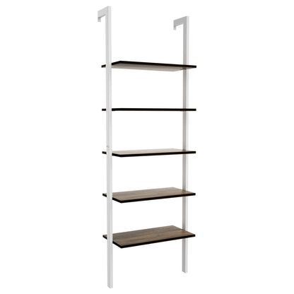 5-Tier Wood Look Ladder Shelf with Metal Frame for Home, White - Gallery Canada