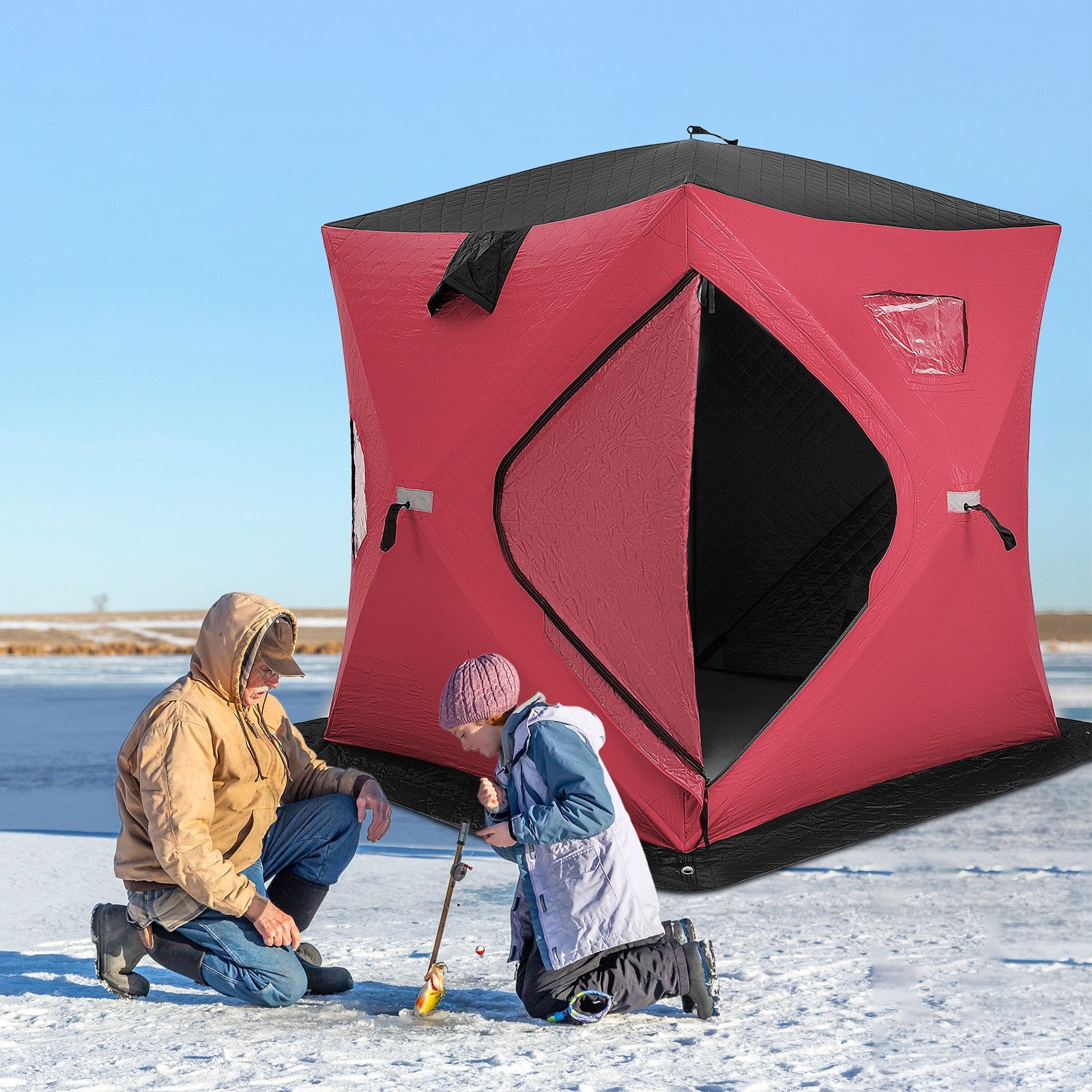 Portable 2 Person Ice Shanty with Cotton Padded Walls, Red Tents   at Gallery Canada