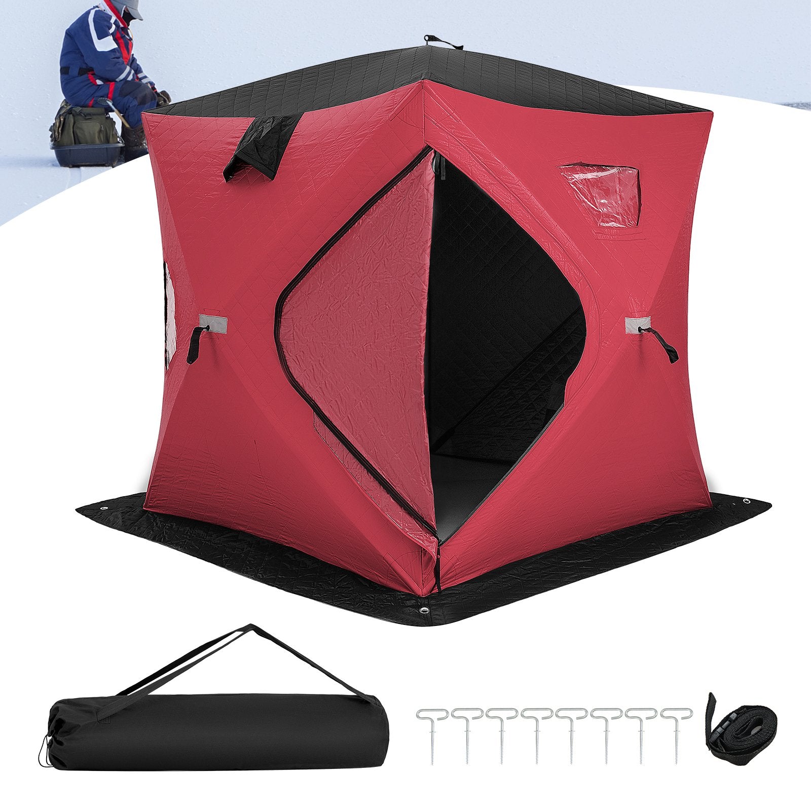 Portable 2 Person Ice Shanty with Cotton Padded Walls, Red Tents   at Gallery Canada