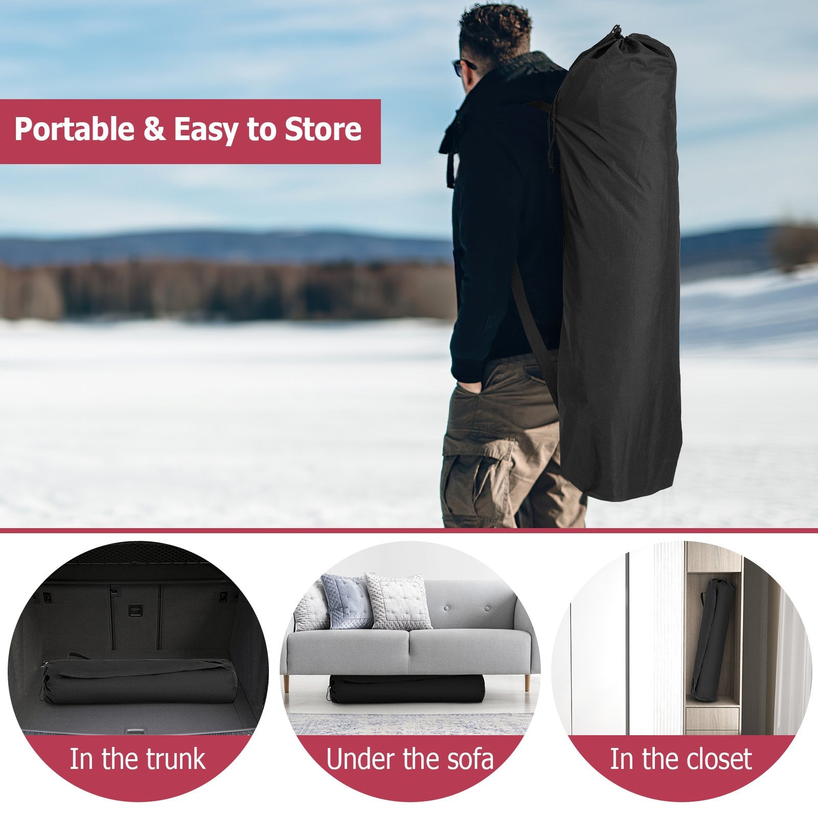 Portable 2 Person Ice Shanty with Cotton Padded Walls, Red Tents   at Gallery Canada